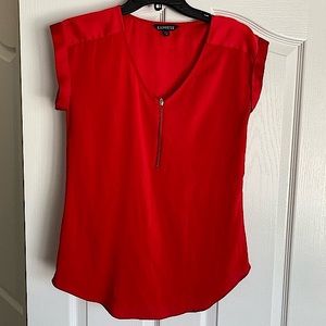 Express red satin cap sleeve v-neck blouse size XS